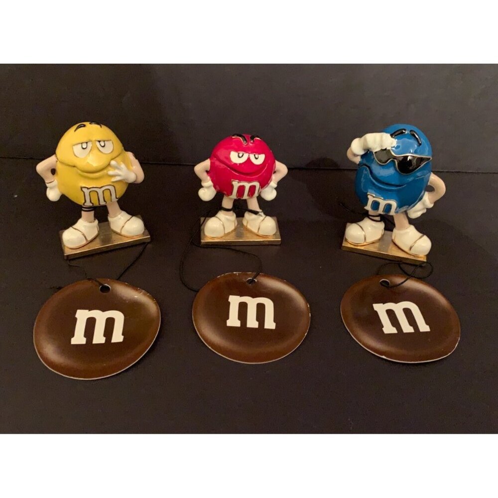 Yellow Red Blue M&M’s Monet Trinket Jewelry Box Enamel Hinged lot of 3 NWT $75